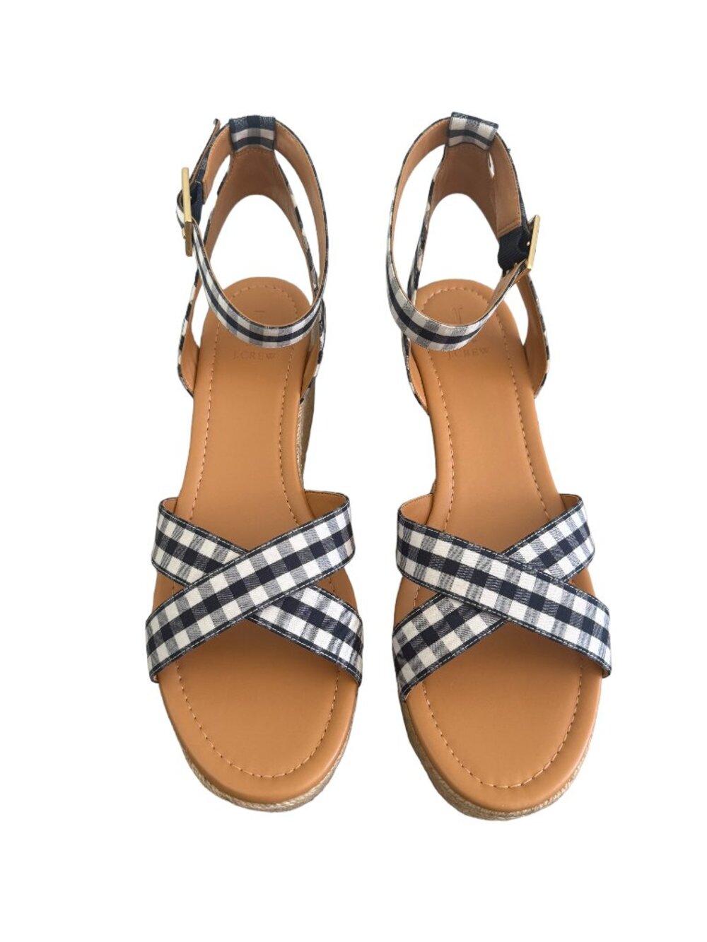 NWT J. by J. Crew Navy Gingham Platform Espadrille Sandals